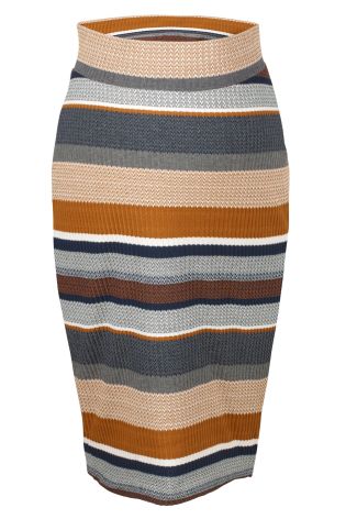 Stripe Maternity Rib Tube Skirt
